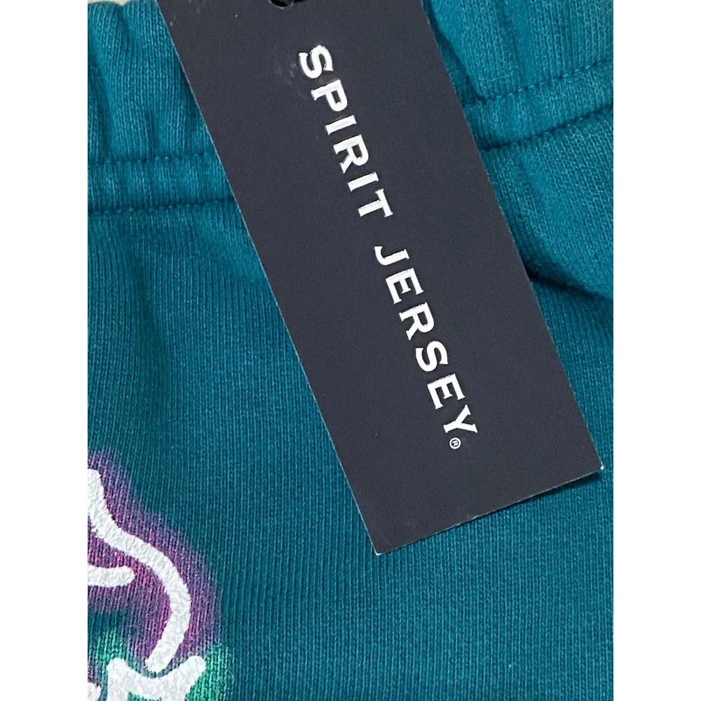 Spirit Jersey NWT Women's Teal Lounge Shorts Neon Graphic Raw Hem Pull On Small